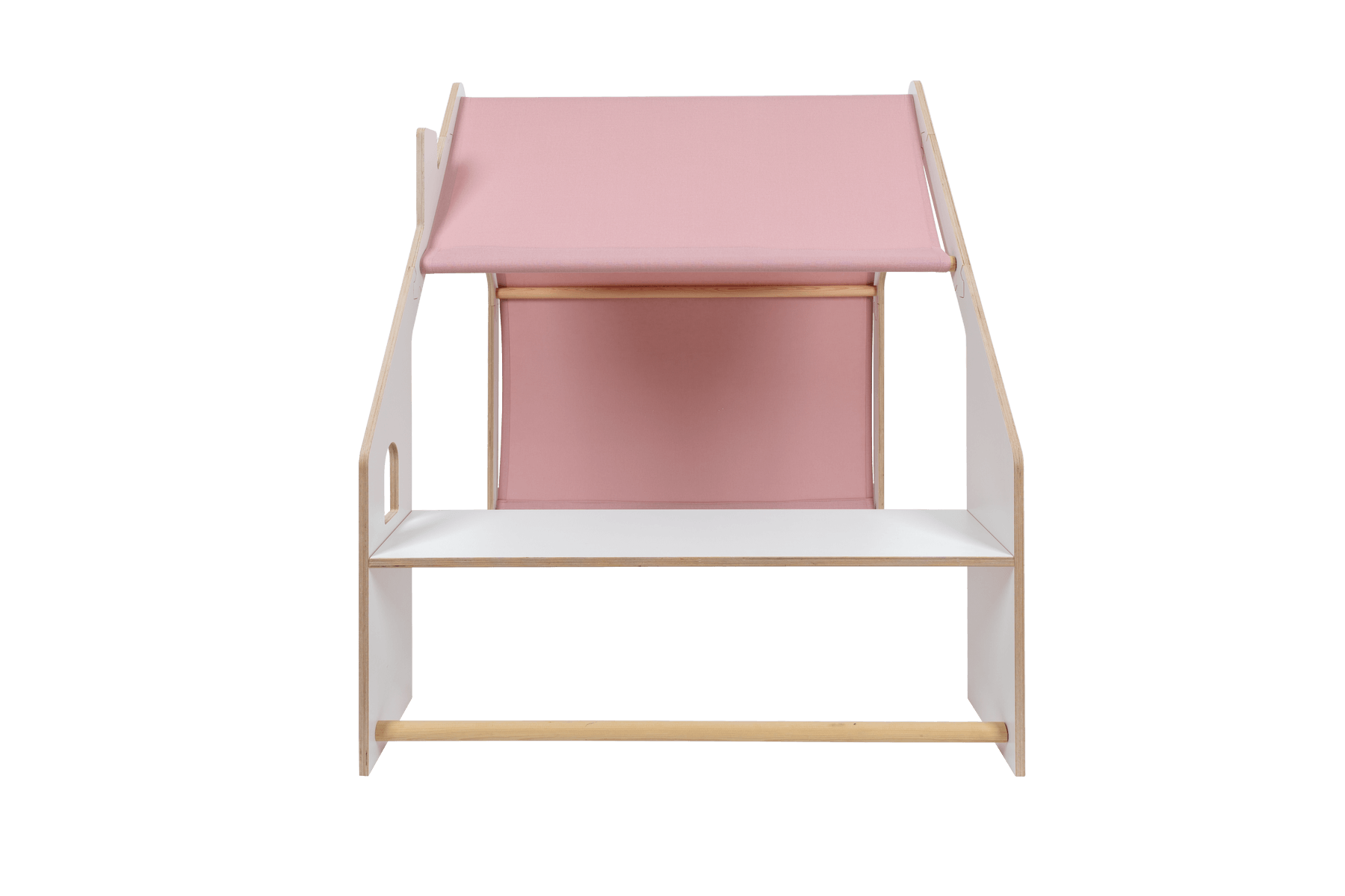 MeowBaby® White Wooden House for Kids - Pink Roof