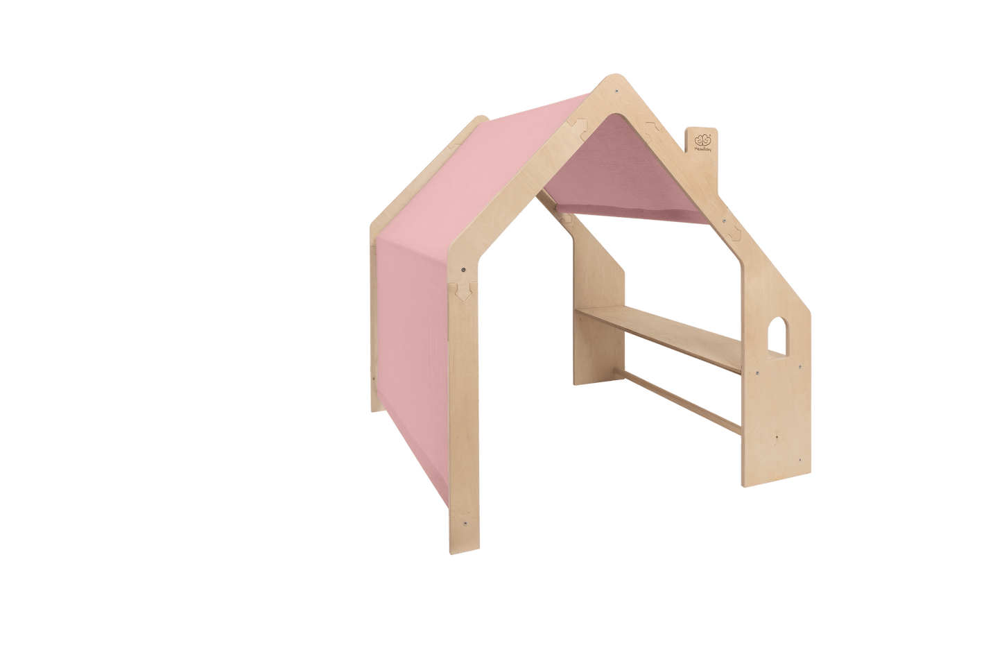 MeowBaby® Natural Wooden House for Kids - Pink Roof