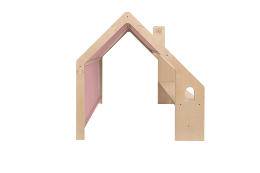 MeowBaby® Natural Wooden House for Kids - Pink Roof