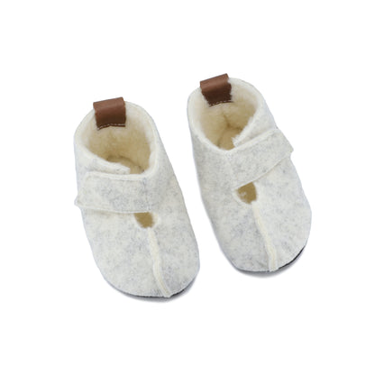 KAKU Kids' Slippers with Sheep's Wool & Felt - White