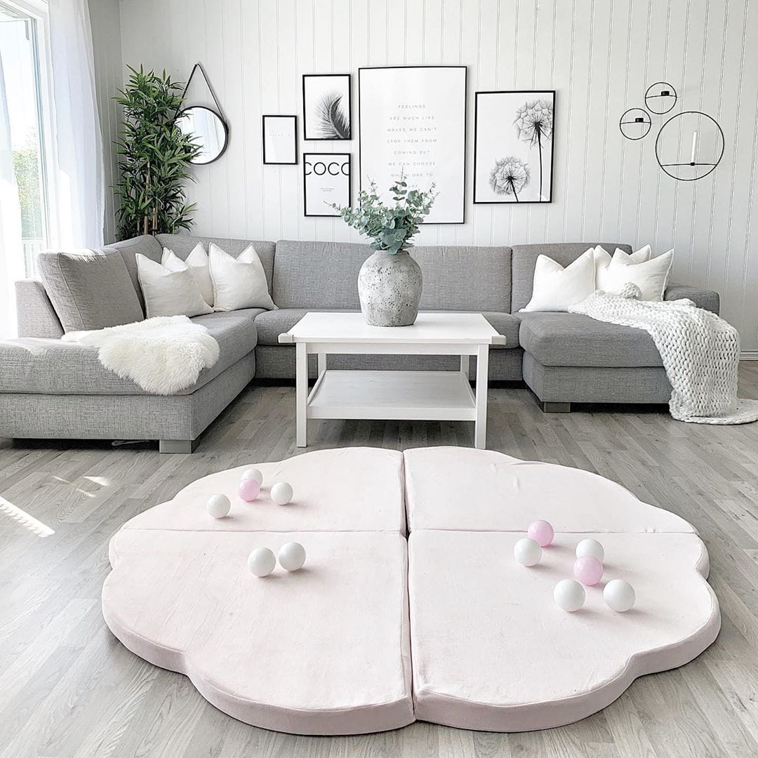 Play Mat for Kids - Cloud Shaped Pink Velvet