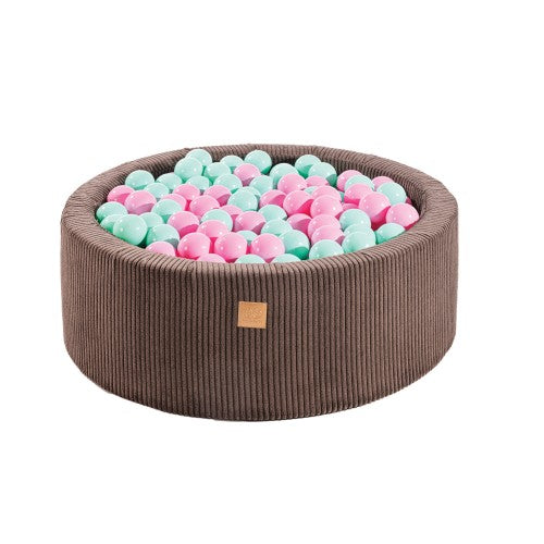 Round Ball Pit With 200 Blue/Pink Balls, 90x30cm - Aesthetic Brown