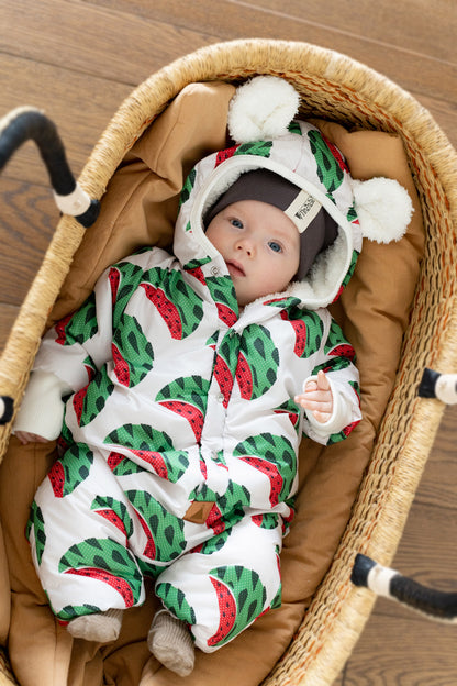 Winter Jumpsuit with Teddy Lining for Babies and Kids - Watermelons